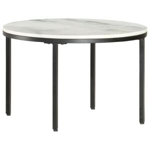 vidaXL Măsuță de cafea, alb și negru, &Oslash;65 cm, marmură naturală