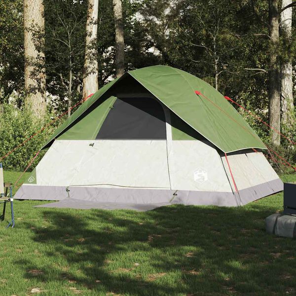 vidaXL Cort de camping cupolă pentru 6 persoane, verde, impermeabil