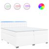 vidaXL Pat box spring cu saltea, alb, 200x200 cm, piele ecologică