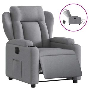 vidaXL Fotoliu rabatabil electric, gri deschis, textil