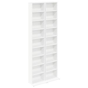vidaXL Dulap pentru CD-uri 2 buc. Alb 33 x 23,5 x 175 cm