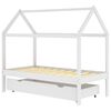 vidaXL Cadru pat de copii cu un sertar, alb, 80x160 cm, lemn masiv pin