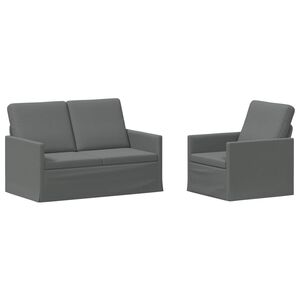 vidaXL Set de canapea 2 pcs Gri &icirc;nchis Țesătură