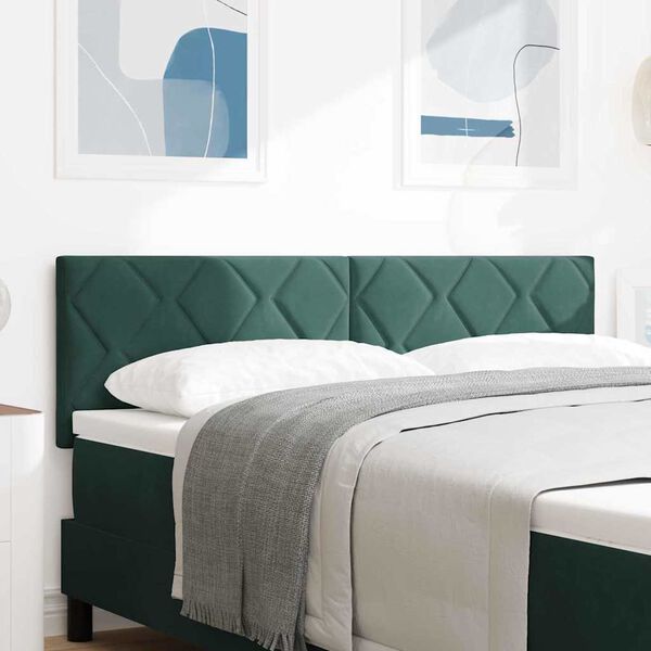 vidaXL Tăblie cap cu headboard Verde &icirc;nchis 160 cm Catifea