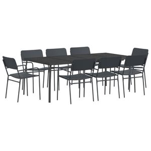 vidaXL Set de dining 9 buc. Antracit Oțel