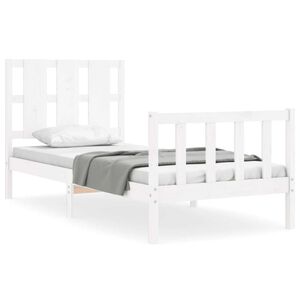 vidaXL Cadru pat fără saltea, alb, 90x190 cm, lemn masiv de pin