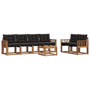 vidaXL Set de canapele de exterior cu pernă 7 pcs Natural și Negru