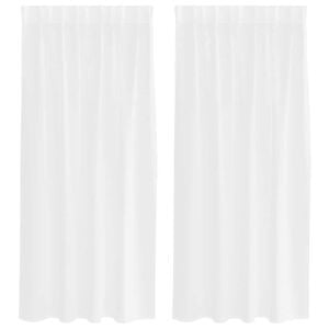 vidaXL Cortină din Voile cu perdele 2 pcs Alb 175 x 140 cm Poliester