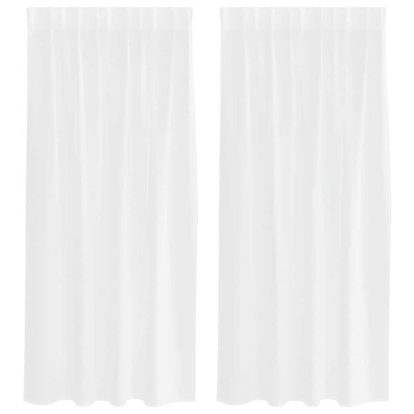 vidaXL Cortină din Voile cu perdele 2 pcs Alb 175 x 140 cm Poliester