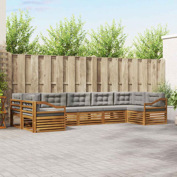 vidaXL Seturi de canapele cu pernă 7 pcs Gri natural și deschis