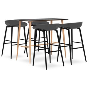 vidaXL Set mobilier de bar, 5 piese, negru și gri