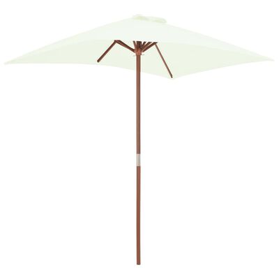 vidaXL Umbrelă de soare, exterior, stâlp lemn, 150x200 cm, nisipiu