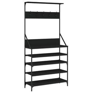 vidaXL Suport de haine cu raft de pantofi, negru, 90x34x184 cm