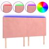 vidaXL Tăblie de pat cu LED, roz, 180x5x118/128 cm, catifea