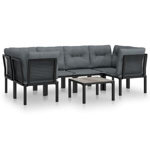 vidaXL Set mobilier de grădină, 7 piese, negru și gri, poliratan