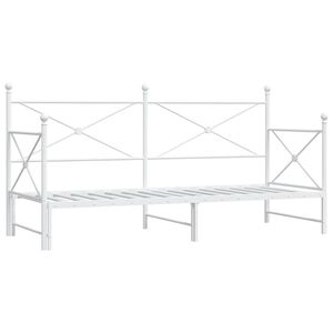 vidaXL Pat de zi cu șarui fără saltea alb 75x190 cm oțel