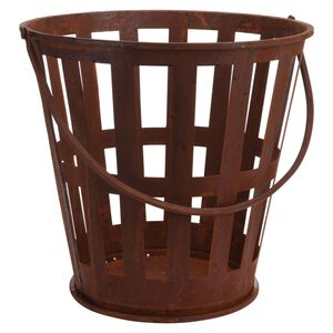 ProGarden Coș de foc cu m&acirc;ner, ruginiu, metal