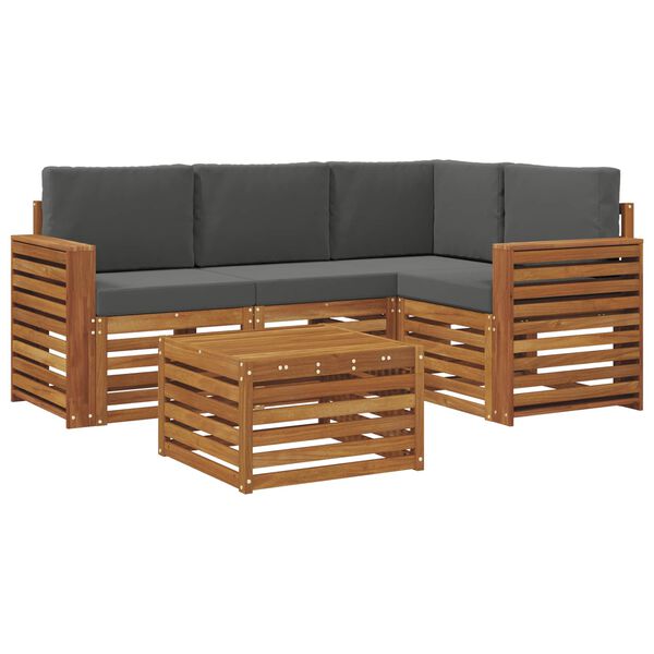 vidaXL Seturi de mobilier 5 pcs Natural și Antracit Lemn compozit