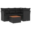 vidaXL Set mobilier de grădină cu perne, 5 piese, negru, poliratan