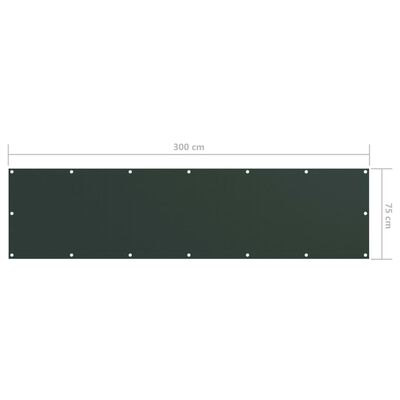 vidaXL Paravan de balcon, verde închis, 75x300 cm, țesătură oxford