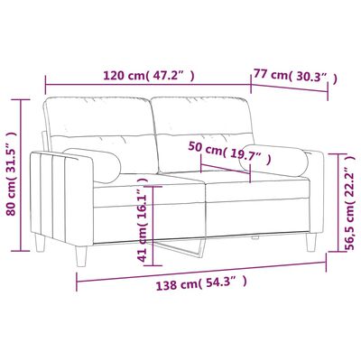 vidaXL Canapea cu 2 locuri cu perne&pernuțe gri închis 120 cm textil