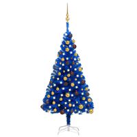 vidaXL Brad Crăciun pre-iluminat cu set globuri, albastru, 120 cm, PVC