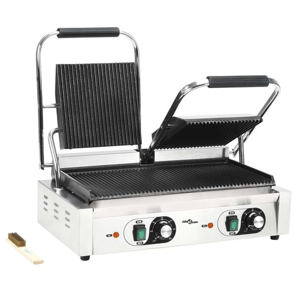 vidaXL Grill Panini dublu cu striații, 57x30,5x20 cm, 3600 W