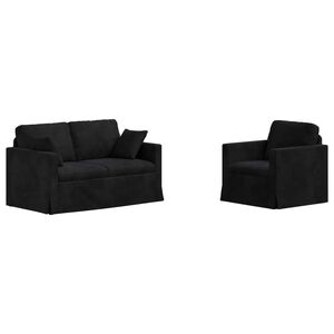 vidaXL Canapea 2 pcs Negru