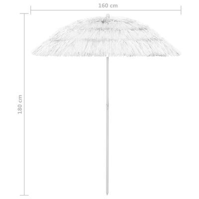 vidaXL Umbrelă de plajă Hawaii, alb, 180 cm