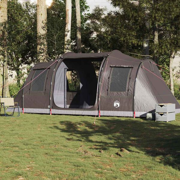 vidaXL Cort de camping tunel pentru 4 persoane, maro, impermeabil