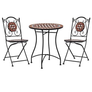 vidaXL Set de bistro mozaic, 3 piese, cărămiziu, placă ceramică