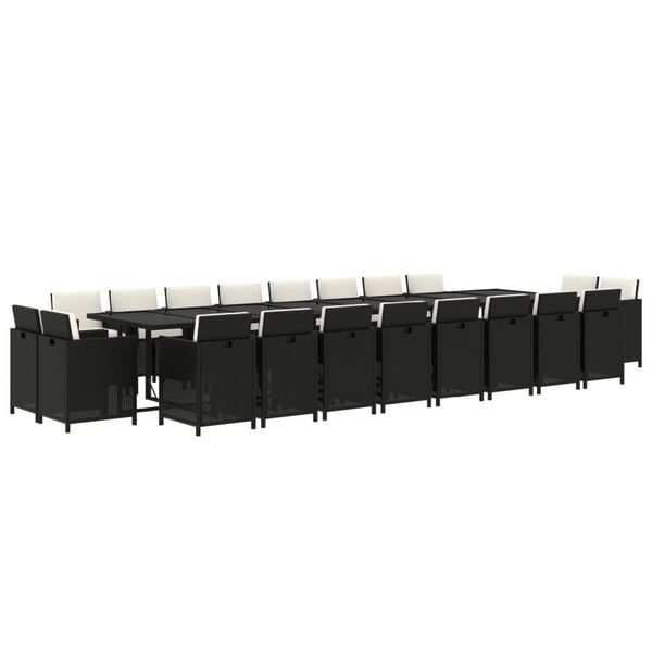 vidaXL Set mobilier de grădină cu perne, 21 piese, negru, poliratan
