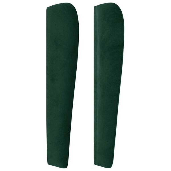 vidaXL Tăblie pat cu aripioare verde &icirc;nchis 203x23x118/128cm catifea