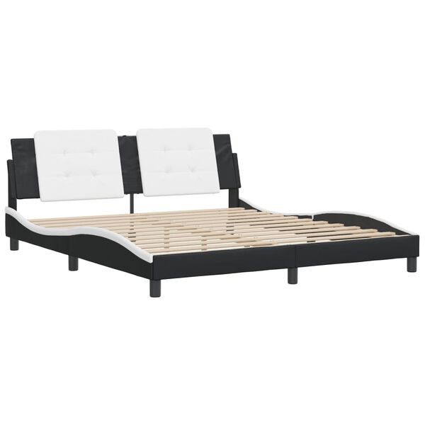 vidaXL Cadru de pat fără saltea Zadar negru și alb 180x200cm piele artificială