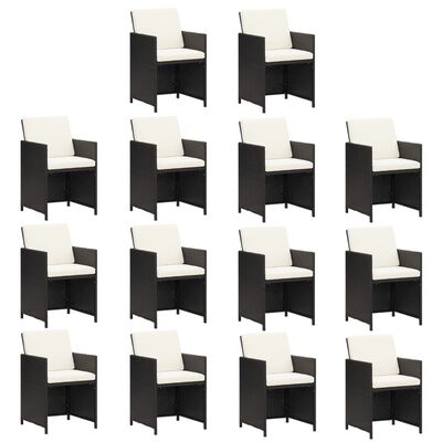 vidaXL Set mobilier de exterior cu perne, 15 piese, negru, poliratan