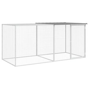 vidaXL Coteț pui cu acoperiș gri deschis 203x98x90 cm oțel galvanizat