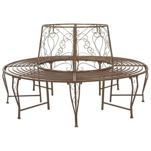 vidaXL Bancă cu arbori 8-Număr de locuri &Oslash; 160 x 89 cm Oțel Maro Antic