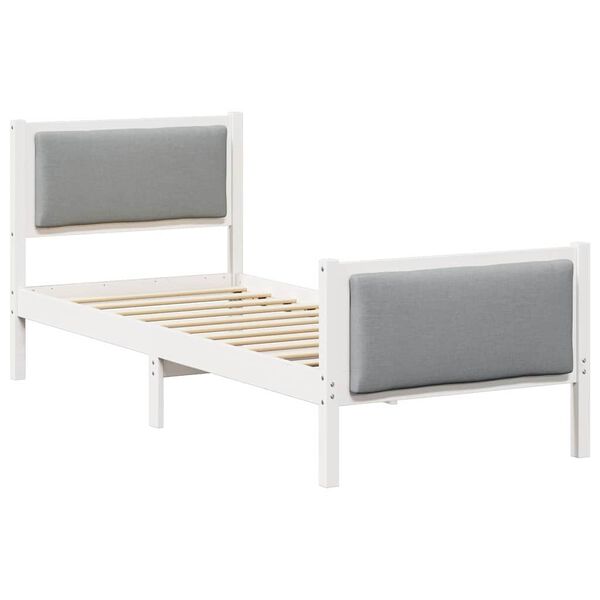 vidaXL Cadru de pat cu headboard Gri deschis 75 x 190 cm țesătură