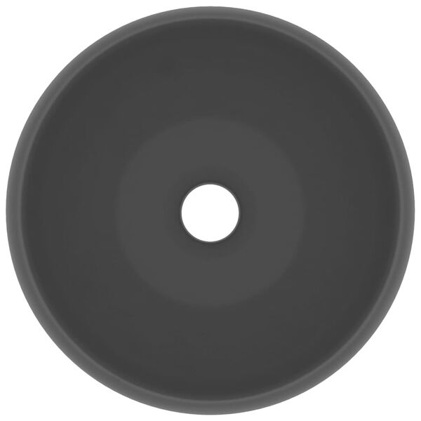 vidaXL Chiuvetă baie lux, gri închis mat, 40x15 cm, ceramică, rotund