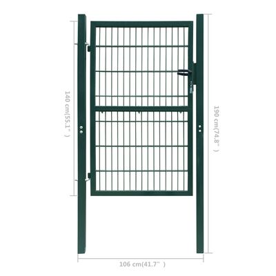vidaXL Poartă pentru gard 2D (simplă), verde, 106x190 cm