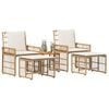 vidaXL Set de Mobilier pentru Exterior 5 pcs Alb Natural și Crem