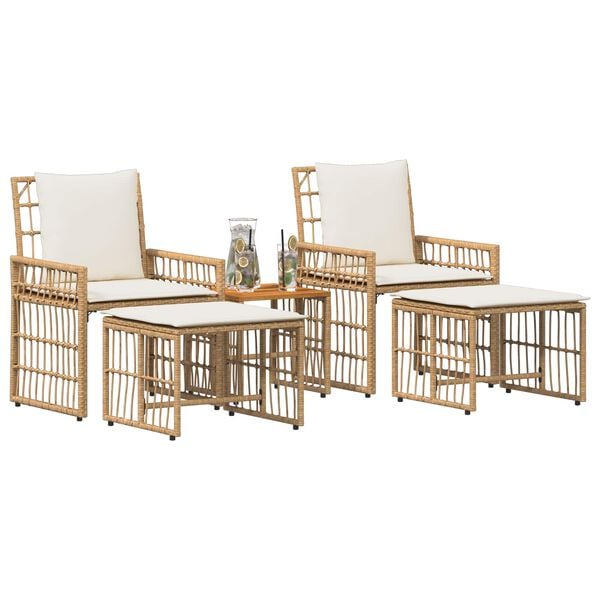vidaXL Set de Mobilier pentru Exterior 5 pcs Alb Natural și Crem