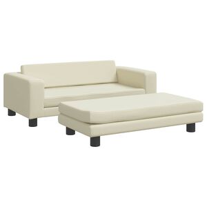 vidaXL Pat pentru c&acirc;ini cu extensie, crem, 100x50x30 cm, piele eco