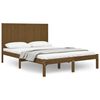 vidaXL Cadru de pat dublu, maro miere, 135x190 cm, lemn masiv de pin