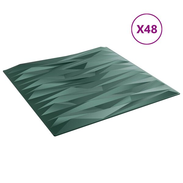 vidaXL Panouri de perete 48 pcs Verde Stone 50 x 50 cm Spumă XPS
