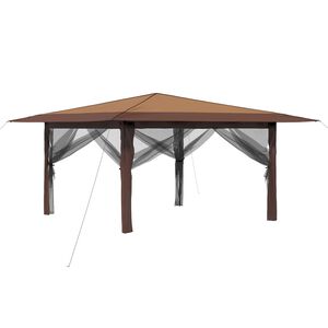vidaXL Gazebo cu 4 pereți laterali 4 x 4 m Bej și Maro
