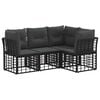 vidaXL Set de canapele de exterior cu pernă 4 pcs Negru Poliester
