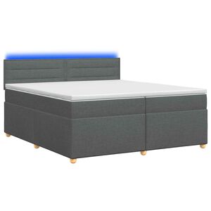 vidaXL Pat boxspring cu saltea Gri &icirc;nchis 200 x 200 cm Țesătură