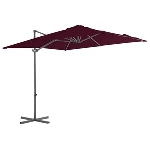 vidaXL Umbrelă &icirc;n consolă cu st&acirc;lp din aluminiu, bordo, 250x250 cm