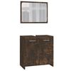 vidaXL Set mobilier de baie, 3 piese, stejar fumuriu, lemn prelucrat